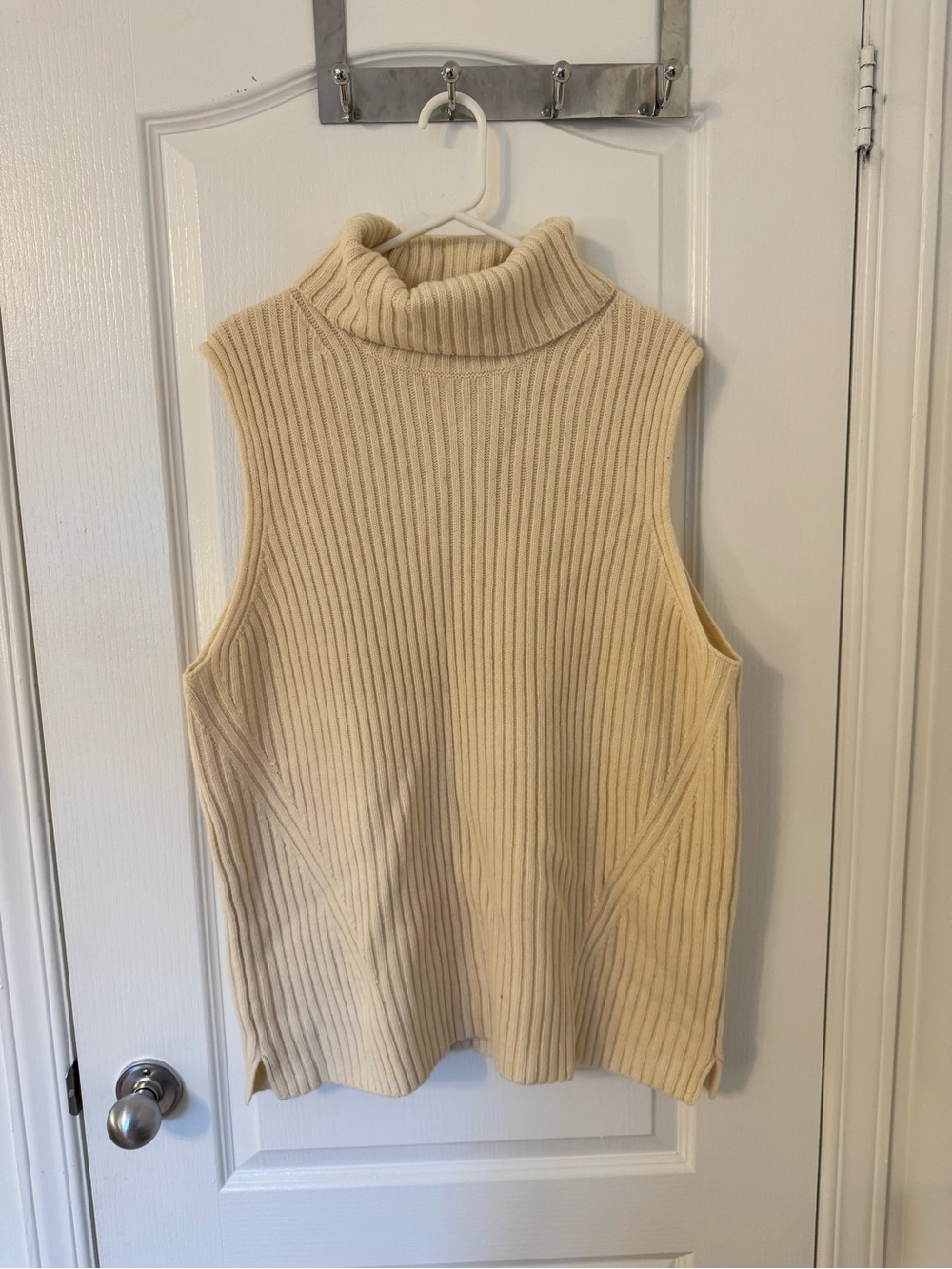 J. Crew Ribbed Sleeveless Turtleneck Vest - Cream